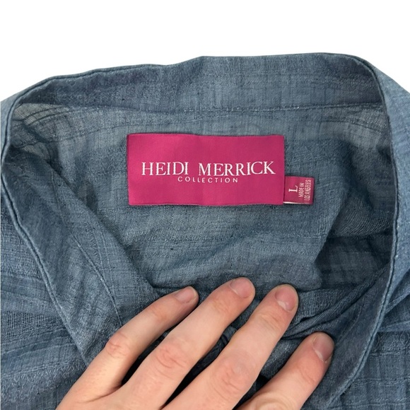 Heidi Merrick Lightweight Light Blue Gauze Cotton Peasant Size Large - Picture 8 of 11